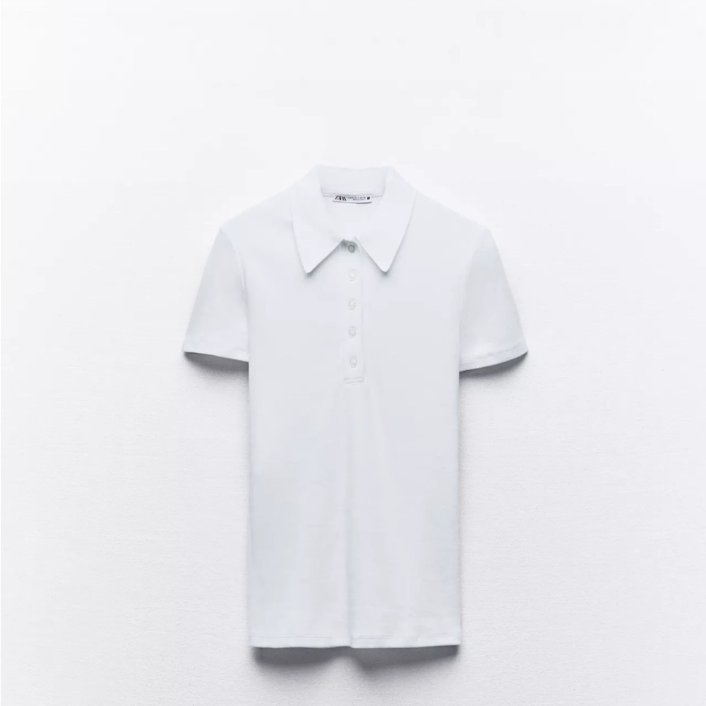 Zara RIBBED POLO COLLAR SHIRT